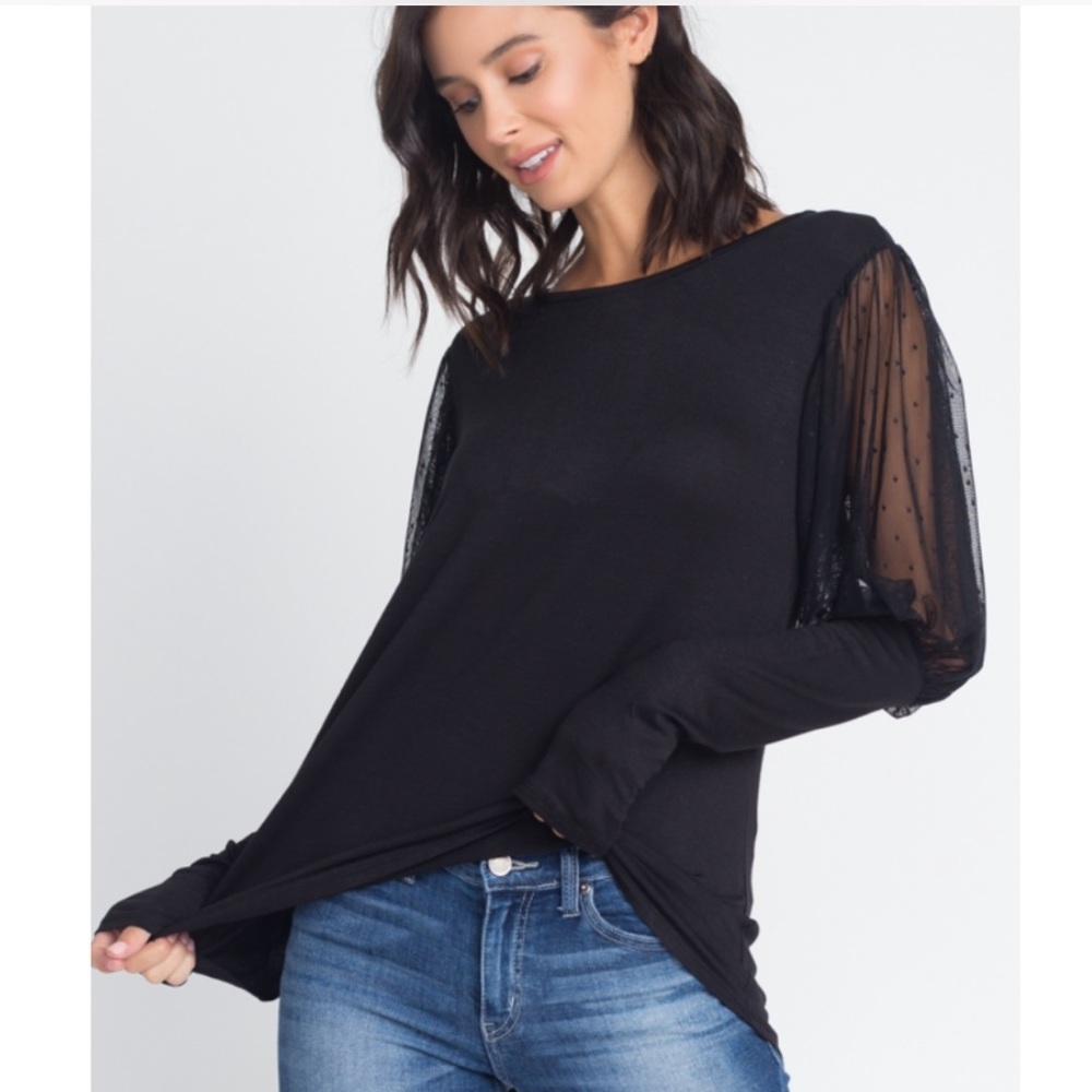 Boat Neck Balloon Sleeve Top - Picture 7 of 8